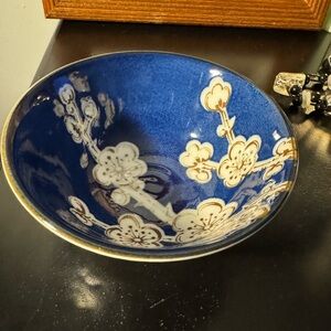 Cobalt Blue Floral Ceramic Decorative Bowl